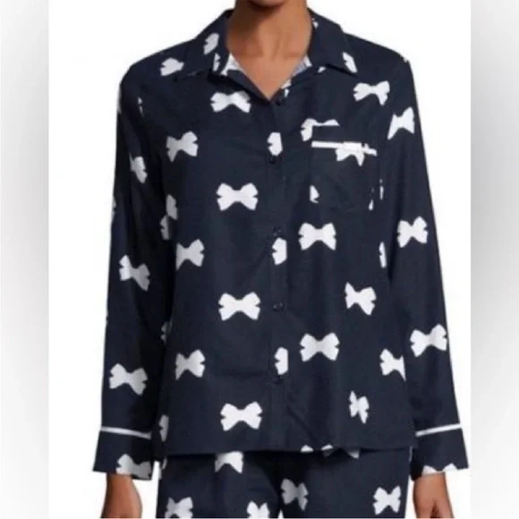 Kate Spade Bow Pajama Top Black Top XL - Picture 3 of 8